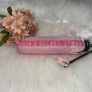 Victoria's Secret Pink Light Striped Collapsible Umbrella With Strap